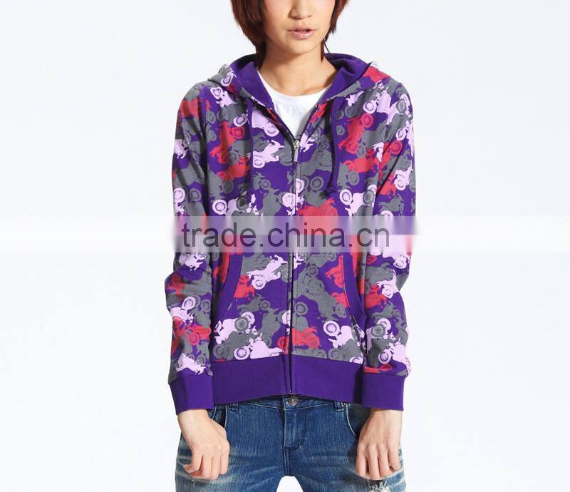 Wholesale custom New model fashion camo design womens all pull over screen print hoodies fancy hoodie factory price