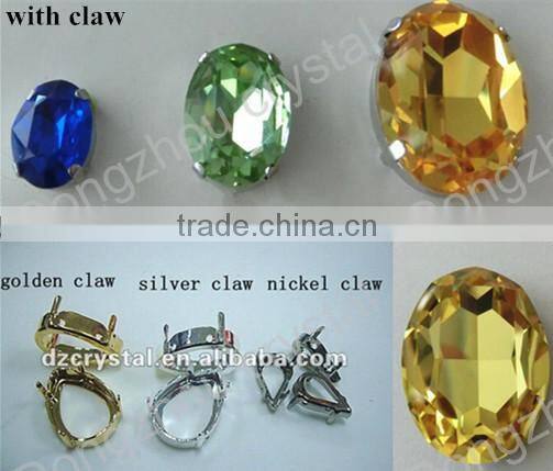 Oval shaped crystal fancy stones with claw setting for dresses