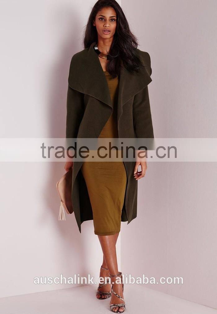 best selling custom lady khaki waterfall coat wholesale