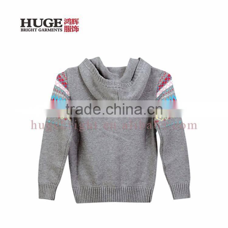 Hooded Long Sleeve 100% Cotton Knitting Girls Sweaters Collection