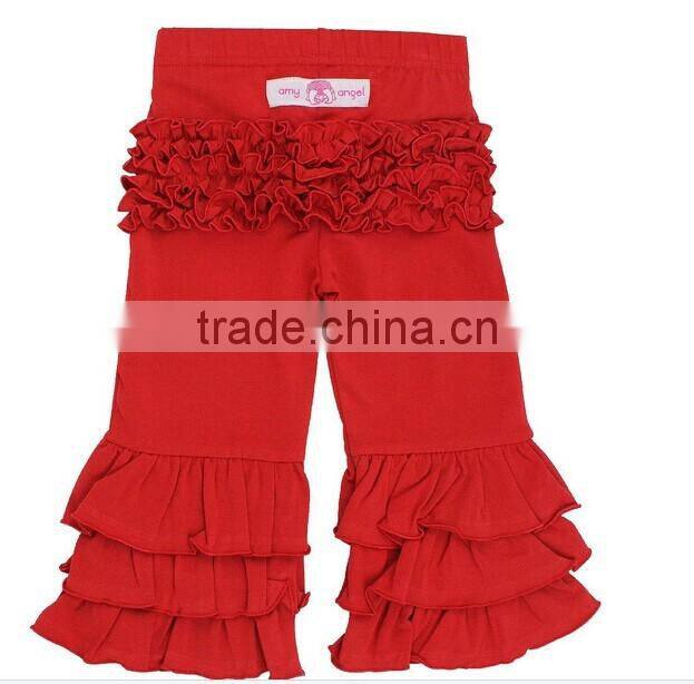 wholesale new style boutique design kids girls capri ruffle pants clothig