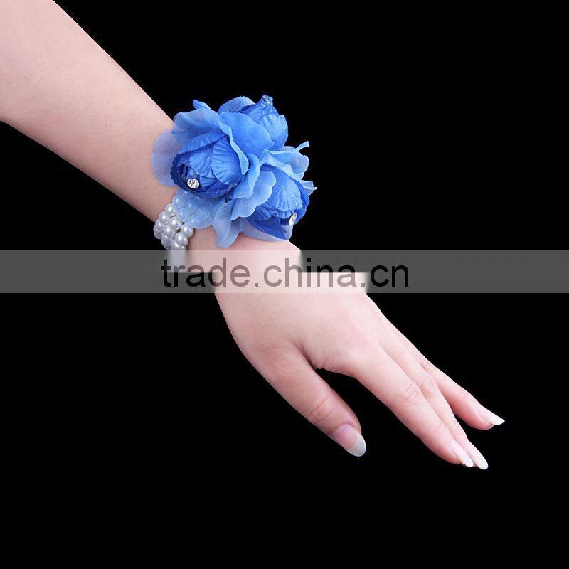 stretch fabric flower bracelets bridemaid jewelry fabric Wrist Corsage Wedding Flower Corsage Bridal accessories jewelry