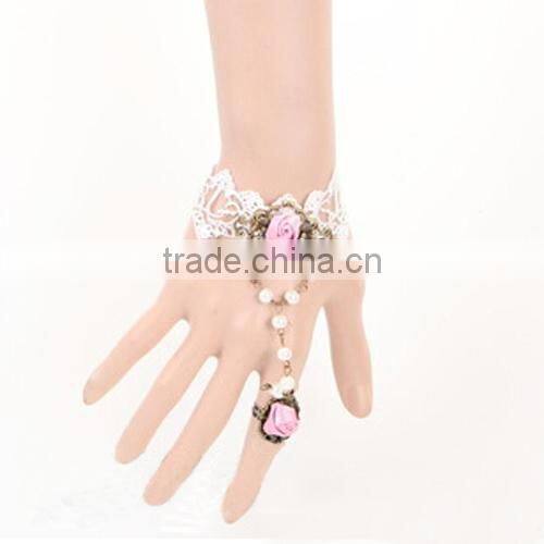 Fashion girls style jewelry sets white lace rose set jewelry wholesale