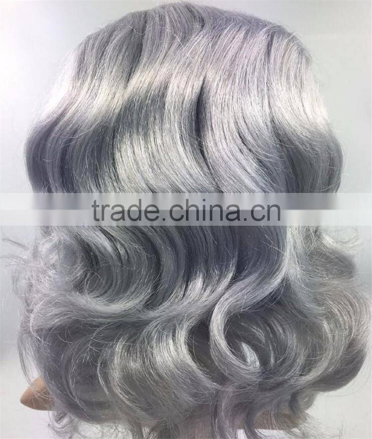 MGOO Stock Human Hair Short Bob Lace Front Wig Water Wave Short Women Wig For Middle Age