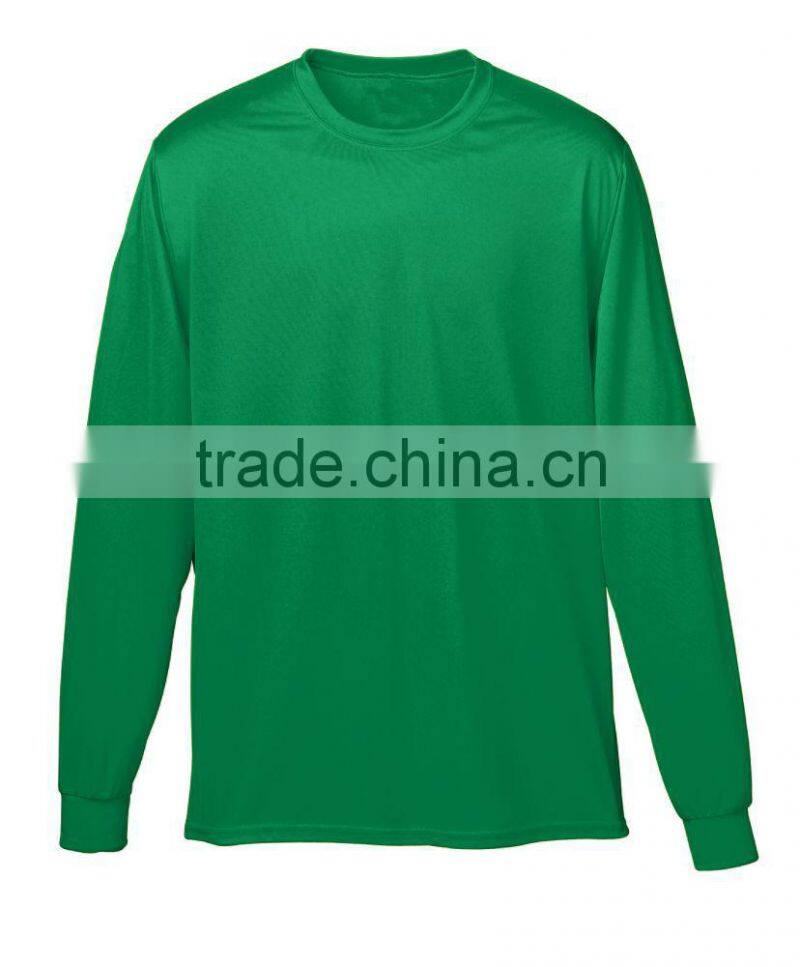 Wicking Long Sleeve T-Shirt For Youth Self-Fabric Collar And Cuffs Training Tee 100% Polyester Wicks Moisture Sport Wear