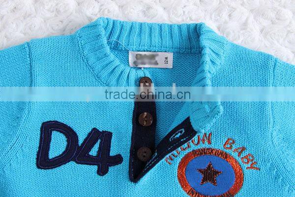 Round neck with buttons boys pullover sweater factory price