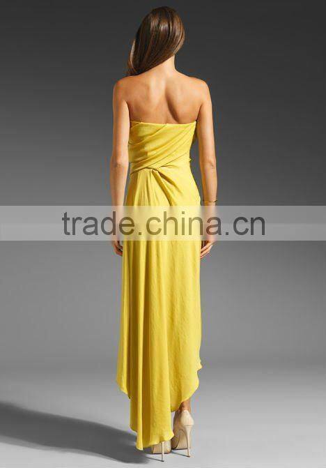 strapless draped side waist gown