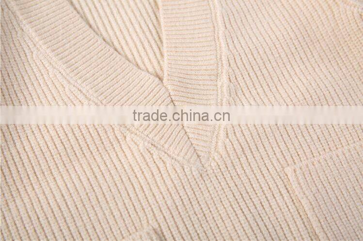 Wholesale Lantern Sleeve V Neck High Quality Girl Sweater Pullover