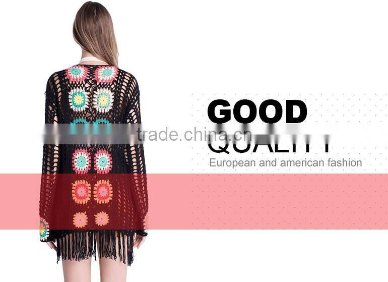 Wholesale poncho patterns knitting color combination womens cardigan sweater from shantou