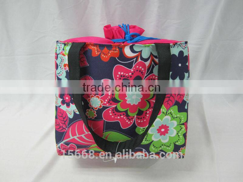 GR-W0103 flower printing insulated lunch bag for women