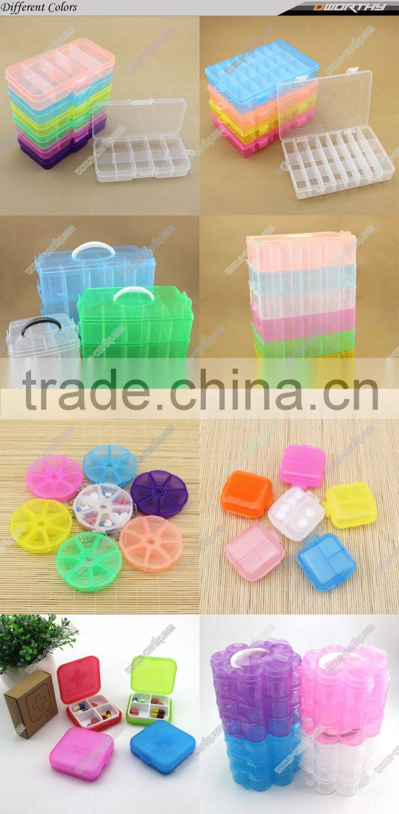 15 Compartments Hard Plastic Transparent Jewelry Storage Box Organizer with Removable Dividers