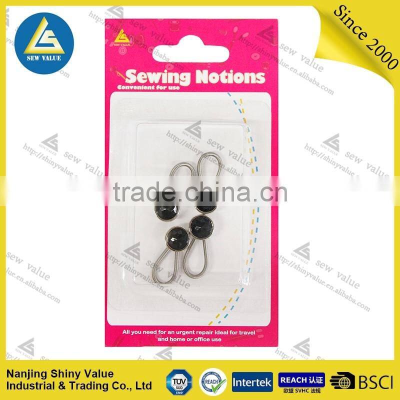 black color crystal set spring type high tension metal collar extenders