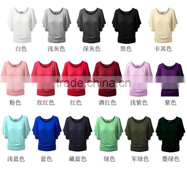 women shirt summer short batwing sleeve solid female tops S6310012