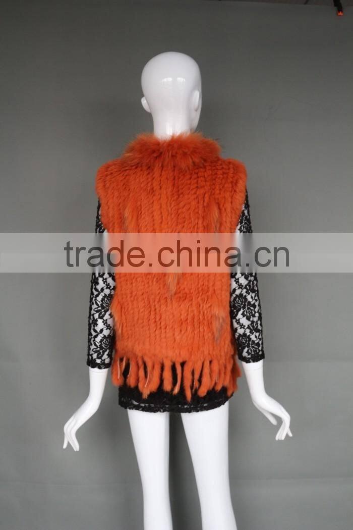 2016 Winter & Autumn Rabbit Fur Vest With Raccoon Fur Collar /Many Color For Choose