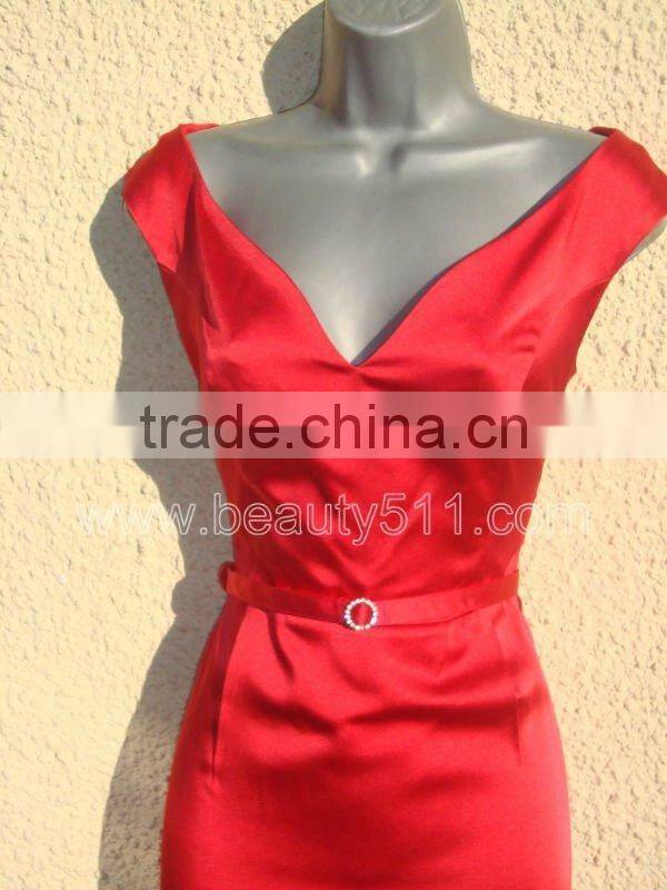 NWT 40s/50s WW2 Red Satin Wiggle Pencil Dress GP003