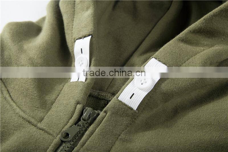 Wholesale zip up neck button hoodie manufacturer