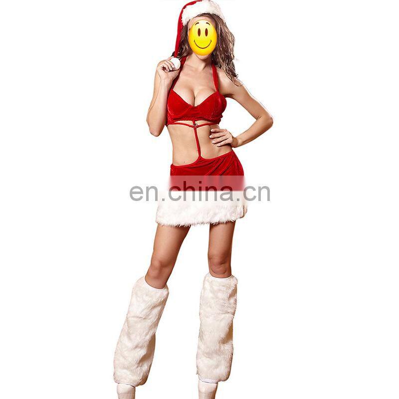 New products high quality fancy sexy unique Christmas santa claus girl costumes for women MFJ-0092