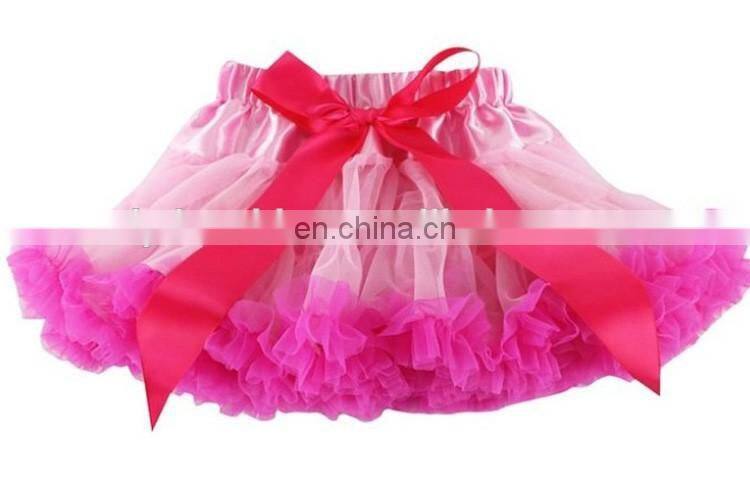 2016 Spring Style Fashion Red Rainbow Tutu Skirt With Green Ribbon
