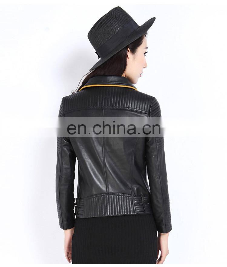 2017 Wholesale Women Real Leather Coat Lady Spring Overcoat