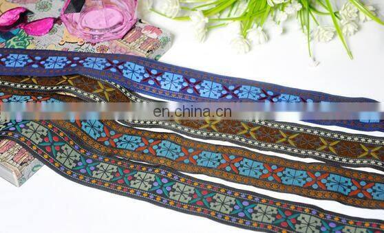 wholesale 6.8cm embroidered trims customized woven jacquard ribbon trim floral