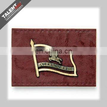 jeans leather label with metal logo castings