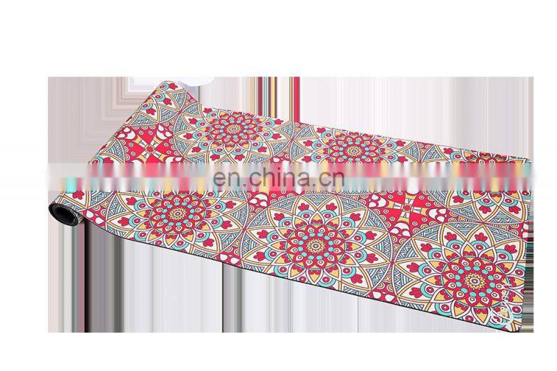 Good quality eco friendly colorful custom print suede natural rubber yoga mat
