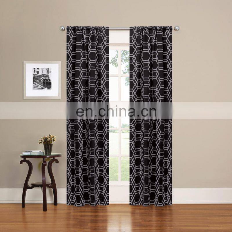 geometric Print light filtering Blackout Panel Window Curtain holdback