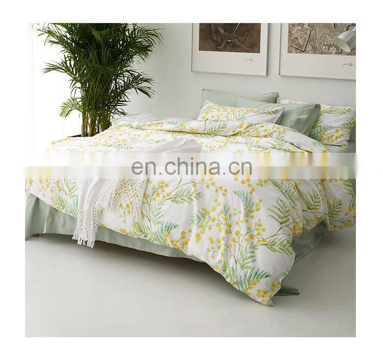 RawHouse Home textile plant yellow flower print cotton bedding set
