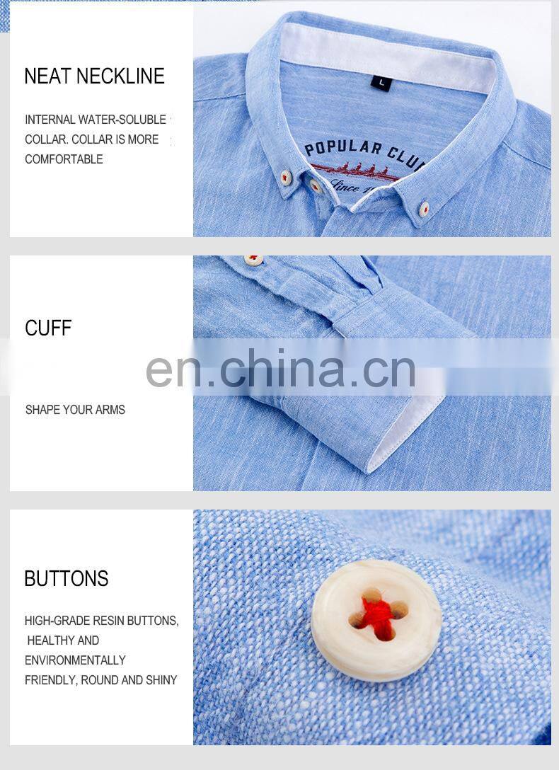 OEM Wholesale Mens long sleeve plus size heather colors linen casual shirts