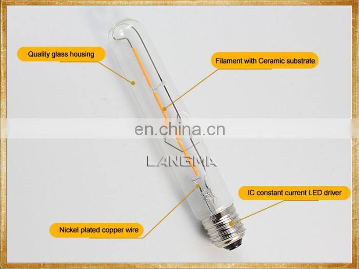 Langma High Power Warm White T-Shape Bulb Light Antique Vintage Edison led globe t30 filament Lamps clear/frosted/milky glass
