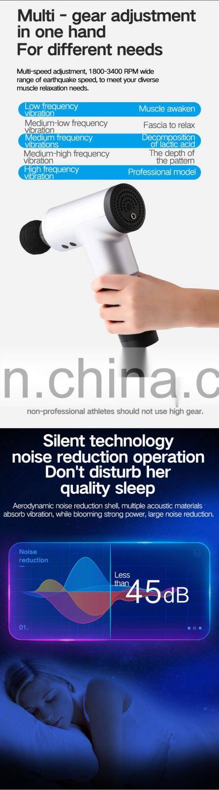 Rechargeable battery cordless deep muscle tissue sports vibration mini massage gun / Fascia gun