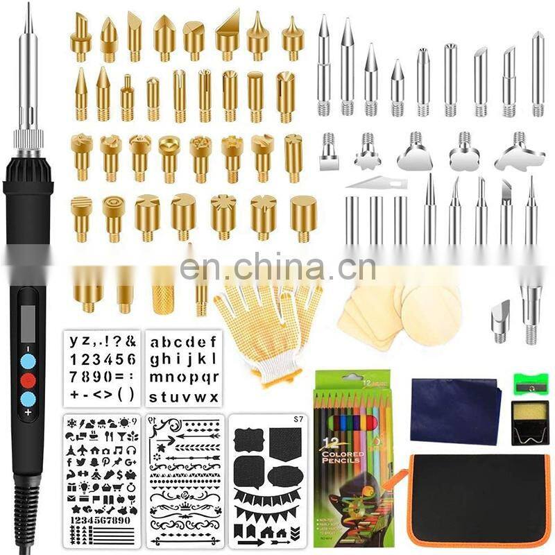 110pcs LCD Display Digital Wood Burner Pyrography Kit Soldering Iron Set