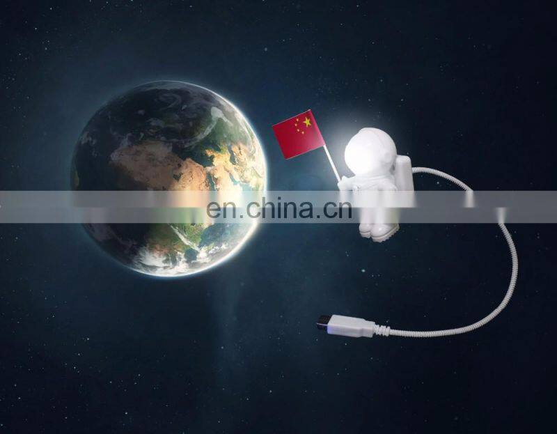 Novelty Gift Astronaut Hold Flag Spaceman Usb Flex Reading Light