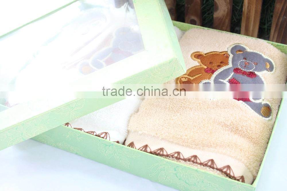 Guangdong manufactory pure cotton customized pattern bear lovely inflant/kids/child towel