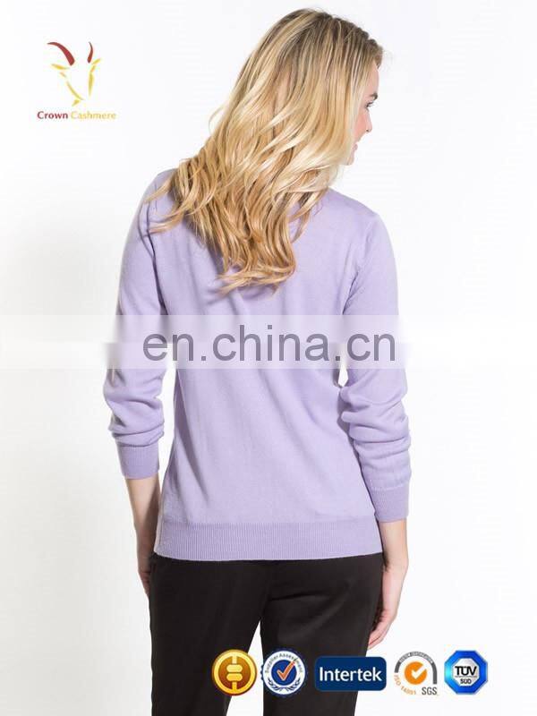 women v neck computer knit purple cardigan sweater with buttons