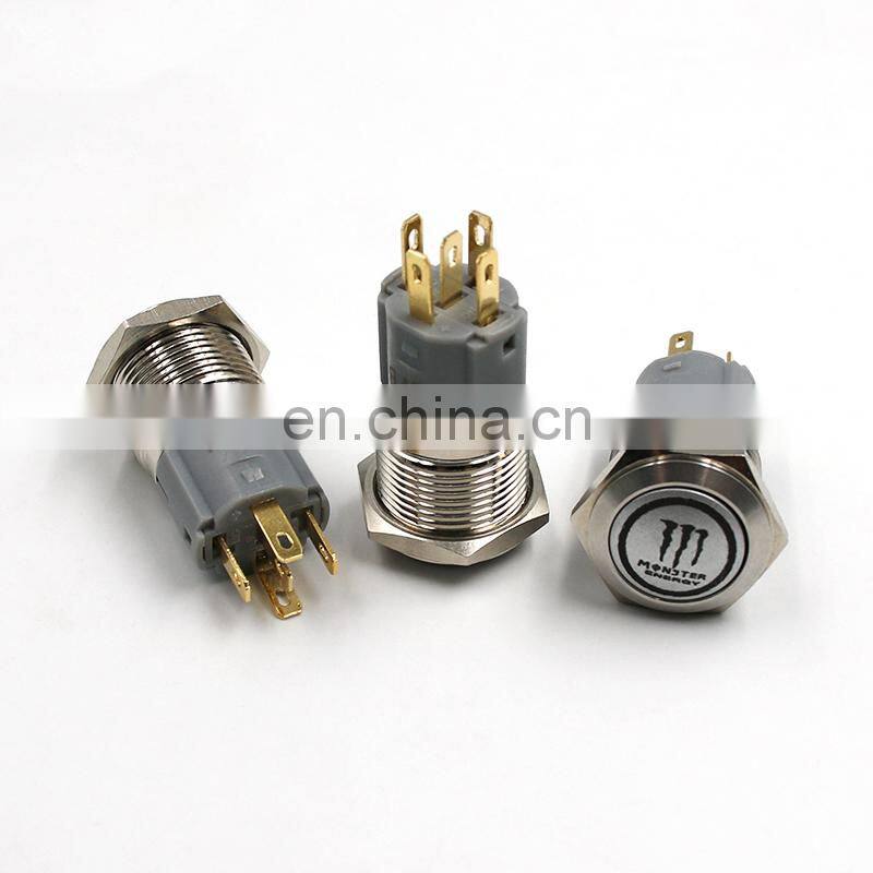 16mm  Customized Waterproof Car Styling LED Metal Car Switch Metal Pushb Button Switch Custom-made