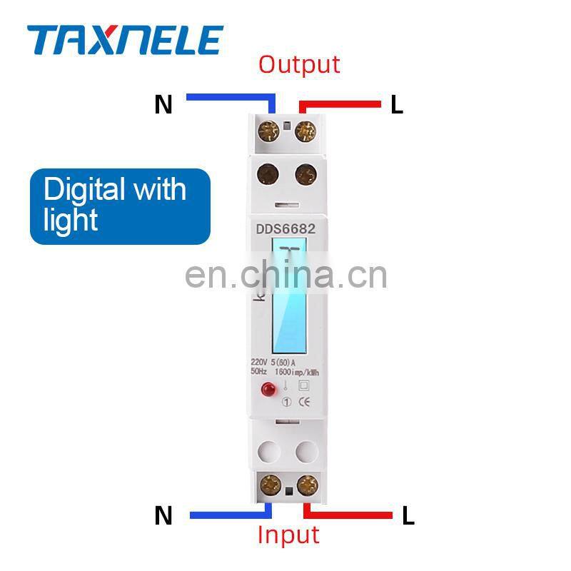 Single Phase Two Wire LCD Backlit Wattmeter Power Consumption Watt Energy Meter kWh 60A 32a 230V 50Hz Electric Din Rail Mount