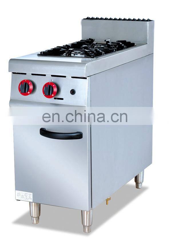 Commercial Restaurant gas 2 stove with cabinet for Hotel Kitchen equipment