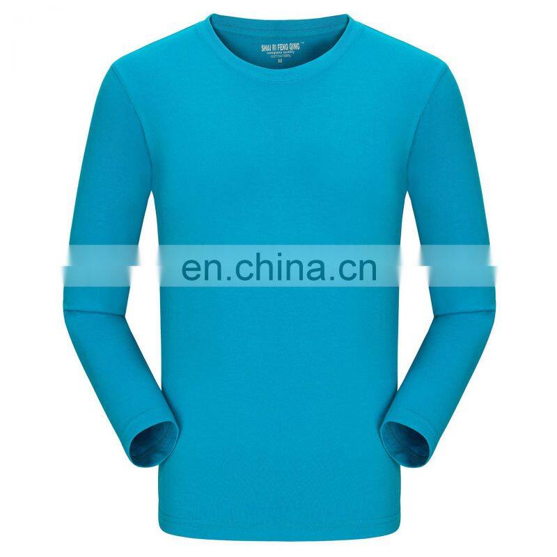 Clothing wholesale custom brand 100% Organic cotton high quality round neck plus size men's sportswear long-sleeved t-shirt