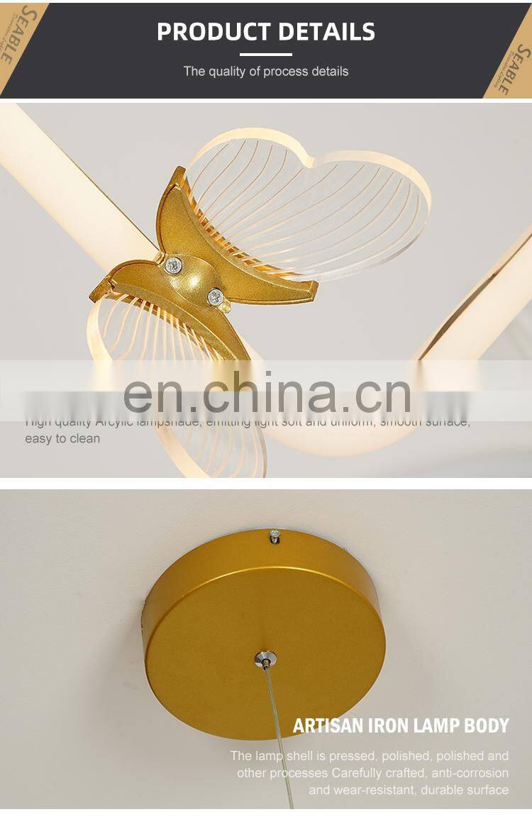 New Listed Indoor Iron Acrylic White Black Gold Living Room Decoration Modern LED Pendant Lamp