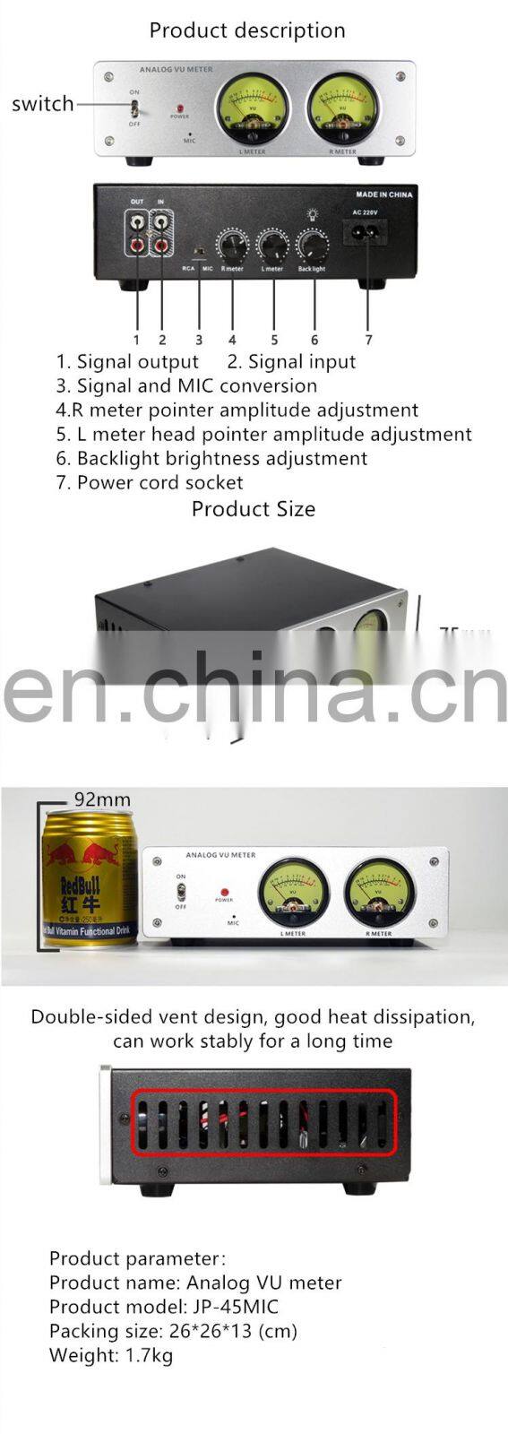 Finished Machine Aluminum Alloy Panel LED White Backlight Head Level Meter VU Meter With Sound Control Driver Board