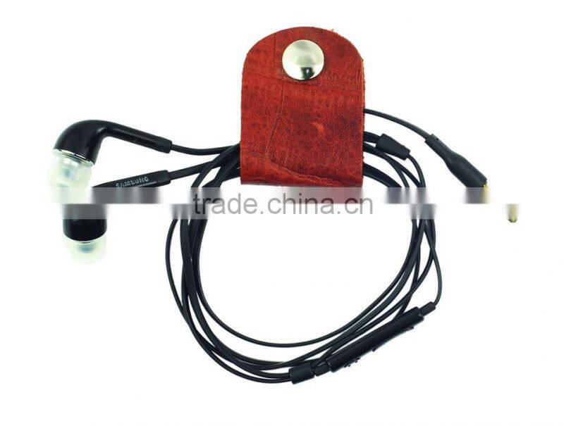 High Quality Gift Genuine Leather CLIPS Cable Tidy Data Cable Storage LEATHER CORD ORANGIZER