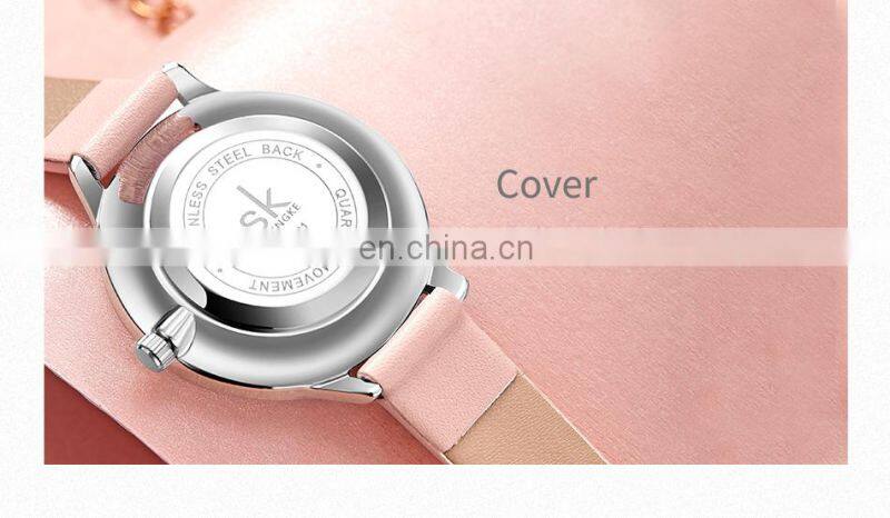 SHENGKE Fancy Ladies Quartz Wrist Watches Simple Dial Fashion Leather Strap Beautiful Girls Watches Reloj Handwatch