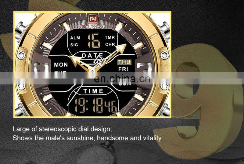 NAVIFORCE 9117 Luxury Quartz Movement Steel Watch Stainless Steel Week Display Luminous Wristwatches Wholesale Watches