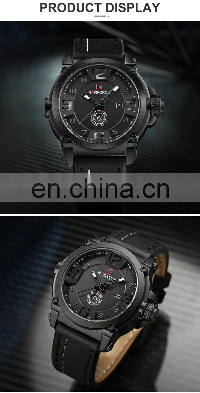 NAVIFORCE 9099 High Quality Japanese Quartz Movement Premium Watches Leather Auto Date Luminous Naviforce Watch Men Logo Watches