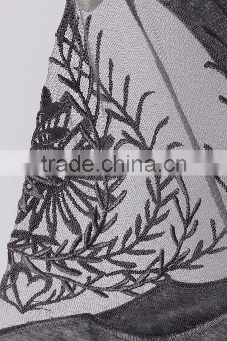 2015 fashion sexy embroidery hollow out solid summer backless women 3d printing t-shirt