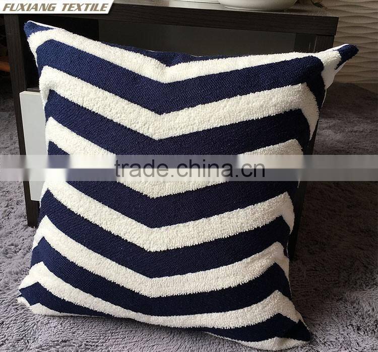 Crewel Embroidery Pillow RED and Blue