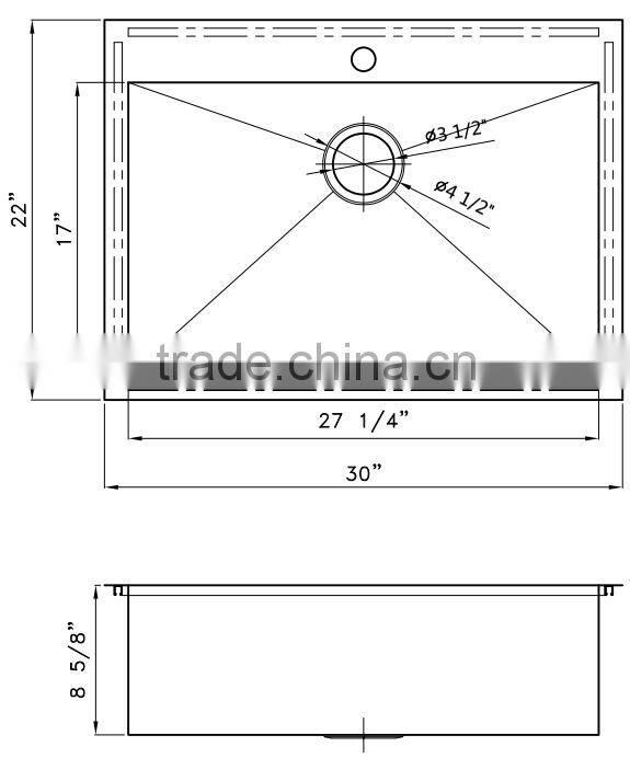 16G/18G american topmount drop in handmade kitchen stainless steel sink
