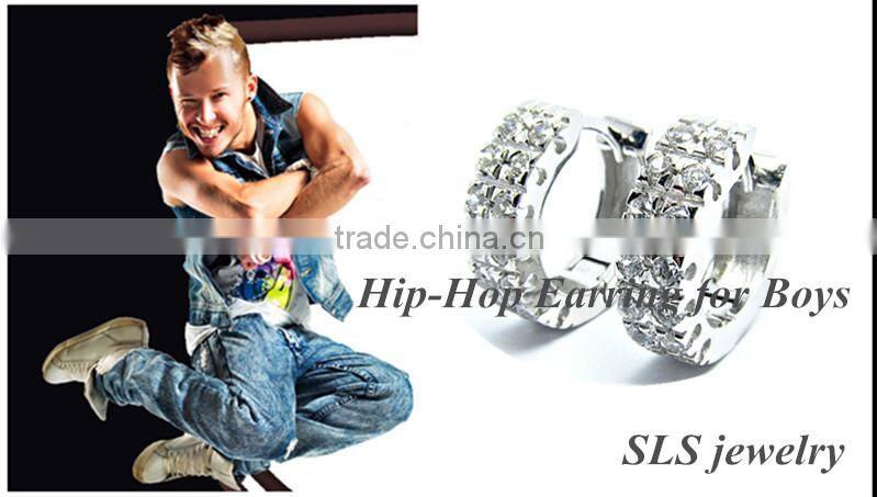 Sheng lei shi jewelry limited wholesale brazil earrings for boys sterling Silver Twin Hoop CZ Earrings