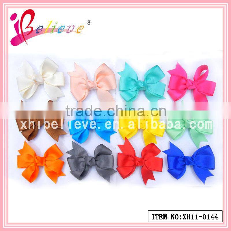 Nice ribbon bow hairgrip Irish special design lucky clover bow ribbon hair accessories (SYC-0043)